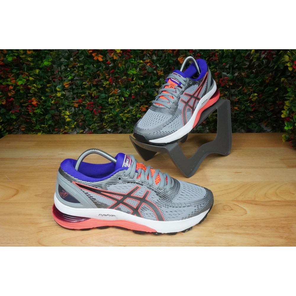 ASICS Gel-Nimbus 21 Womens Running Shoes Grey Coral Purple 1012A156 Size 6.5